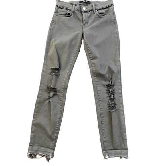 J Brand Frayed Distressed Black Skinny Jeans 27 - Picture 3 of 12